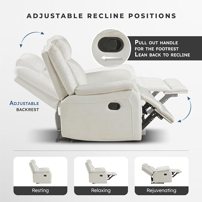 Lexicon Manual Recliner Chair, Polished Microfiber Reclining Sofa Chair - Image 4