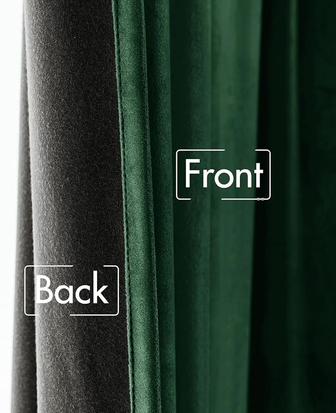 MIULEE Velvet Curtains 52x96 inches 2 Panels Hunter Green Blackout Curtains | - Image 6