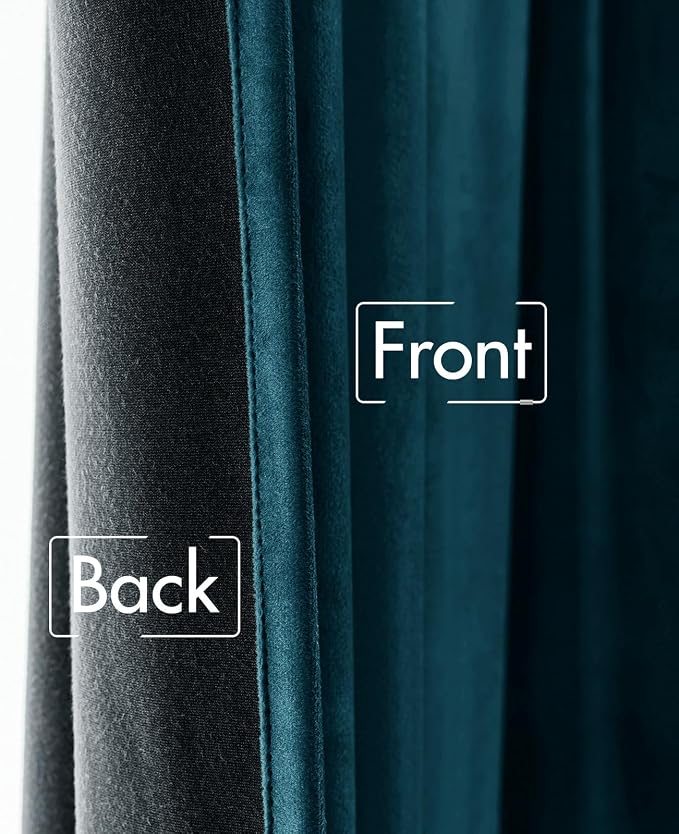 MIULEE Peacock Blue Velvet Curtains 52x84 inches 2 Panels Blackout Curtains | - Image 6