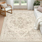 3x5 Area Rugs Living Room: Bedroom Washable Carpet Beige/Ivory | Vintage Boho by Luxturiy