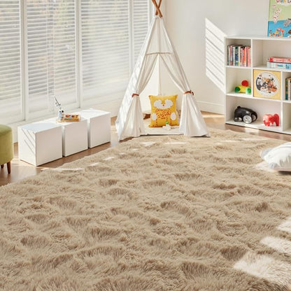 8x10 Ft Extra Large Shag Beige Rugs - Image 3