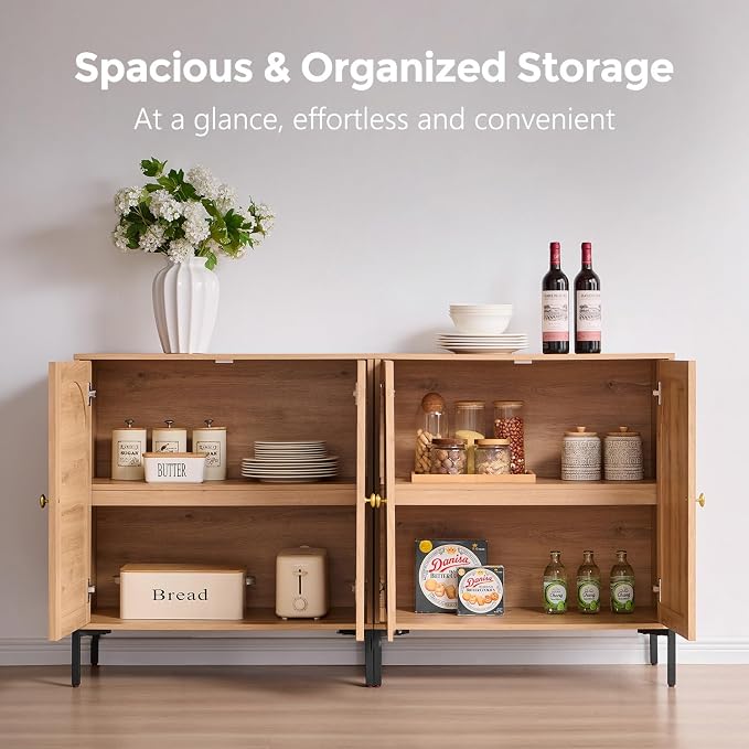 IFBUY Modern Sideboard Buffet Cabinet, Wooden Modular Coffee Bar Cabinets - Image 3
