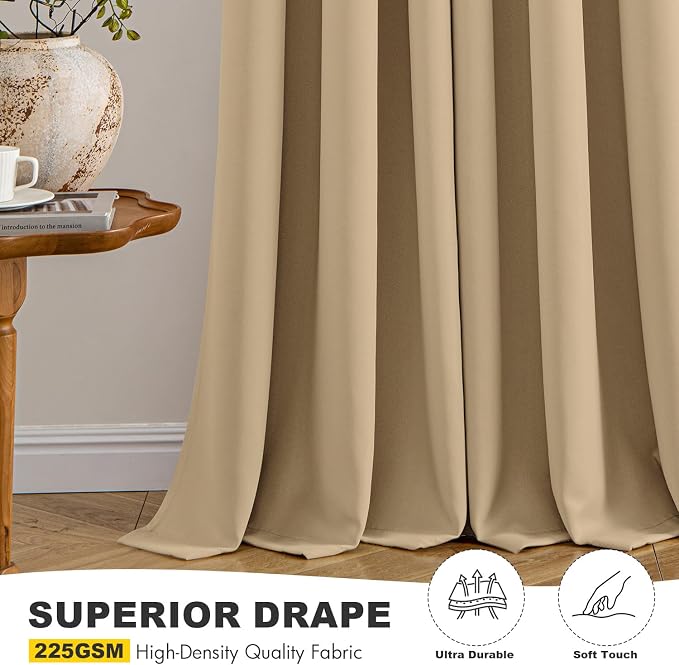 MIULEE Blackout Curtains for Bedroom 2 Panels 40 x 63 Inch Long Taupe Brown | - Image 5