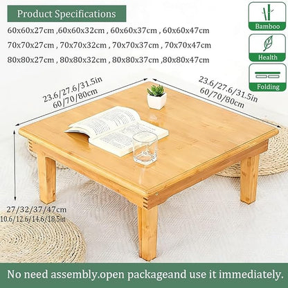 SH-tables Folding Table, Japanese-Style Household Square Bamboo Table, Computer - Image 2