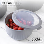 COOK WITH COLOR Prep Bowls with Lids- Wide and Deep Nesting Plastic Small Mixing Bowl Set with Lids, 12 Piece Set - Deep Bowls, Black/White