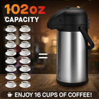 Airpot Coffee Dispenser with Pump - 2Pcs 102 oz Insulated Stainless Steel Coffee Carafe - Thermal Beverage Dispenser - Coffee Urn for Hot/Cold Water, Party Chocolate Drinks