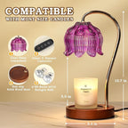 Purple Candle Warmer Lamp with Timer, Electric Candle Warmer, Women Birthday Christmas Gift, Flower Wax Warmer for Yankee Candle Lovers, Vintage Melt Lamp for House Warming Gifts for Mom, Friend