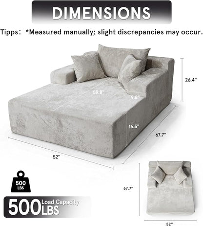 Sytopia Chaise Lounge with Armrests, Oversized Sofa Bed with 3 Pillows - Image 2