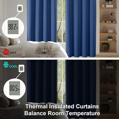 Simplebrand Ava Royal Blue Short Blackout Curtains - Image 6