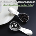 Coffee Scoop set,1&2Tablespoon Measuring spoon (2pieces) Ergonomic sdesign stainless steel manufacture,Coffee Scoop for Ground Coffee, Fits inside Airscape Canisters. (1TBSP&2TBSP(15ML&30ML))