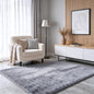 Blue Grey Rabbit Striped Plush Rug 3'x5', Fluffy Shaggy Area Rug by CHOVY
