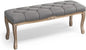 Cozyman Bedroom Bench, French Vintage Tufted Entryway 45.2" Carving Upholstered by COZYMAN