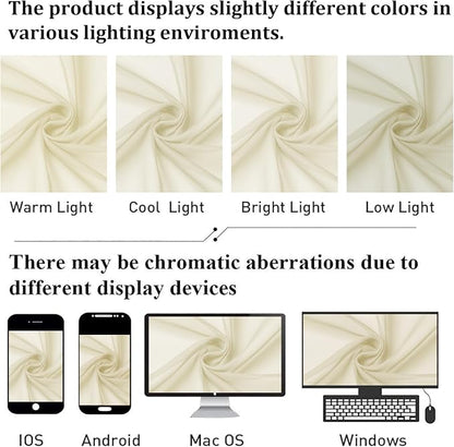 Cream Sheer Curtains 84 Inches Long 2 Pcs, Dual Rod Pocket Breathable Rustic - Image 5