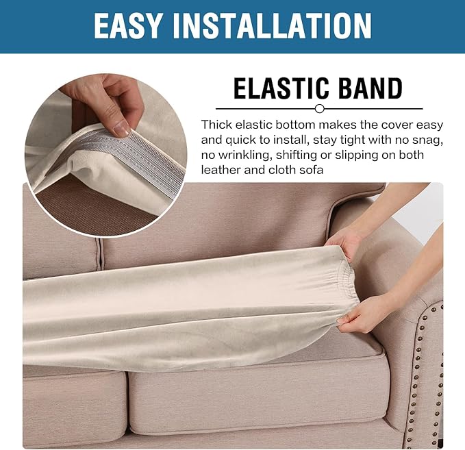 H.VERSAILTEX Velvet Stretch Individual Couch Cushion Cover Plush Slipcover - Image 4