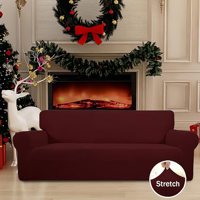 Easy-Going Stretch Oversized Sofa Couch Slipcover Washable Wine | 1-Piece Extra - Image 2