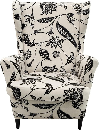 HAOYONG Wing Chair Slipcovers Printed Wingback Chair Covers 2 Pieces Wingback by HAOYONG