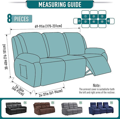 TAOCOCO Recliner Sofa Covers 8-Pieces Stretch Large Couch Covers - Image 5