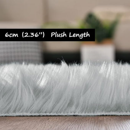 Goolela Grey Area Rug 9x12 Fluffy Fuzzy Furry Rug - Image 3