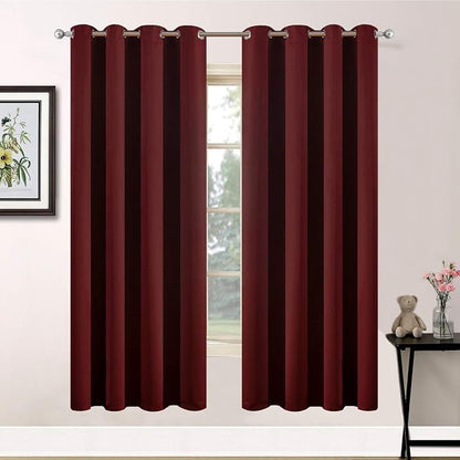 Yakamok Room Darkening Curtains 52x63 inch Length Burgundy Red-Living Room | 2 by Yakamok