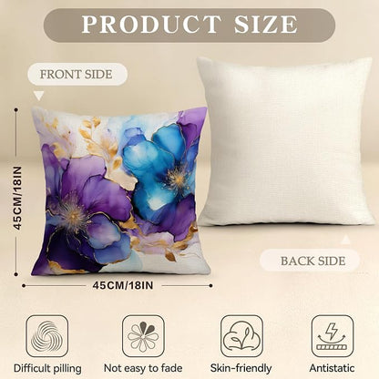 OBSEDE Decorative Throw Pillow Covers Set of 4, 18x18 Inch Purple and Blue - Image 3