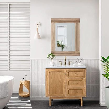 Rectangle Mirror Retro Wooden Wall-Mounted Mirrors Farmhouse Bedroom Bathroom - Image 6