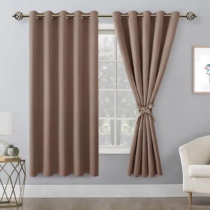 Grommet Blackout Curtains for Bedroom, 60 x 72 Inches, Cappuccino | Thermal - Image 8