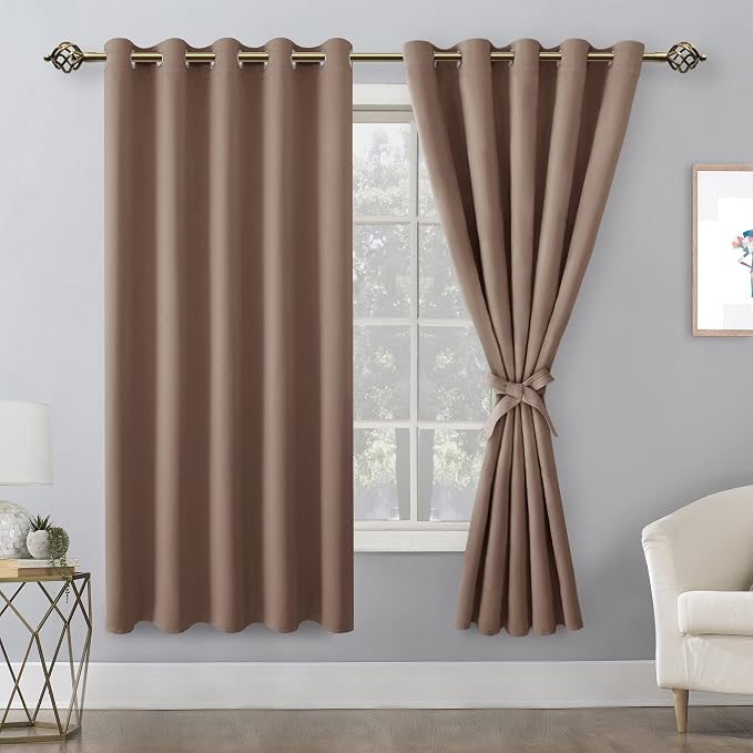 Blackout Curtains for Bedroom, 60 x 63 Inches Length, Cappuccino | Thermal - Image 8