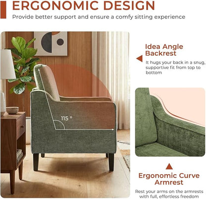 TLSUNNY Mid-Century Accent Chair, Modern Upholstered Chenille Armchair & Padded - Image 4