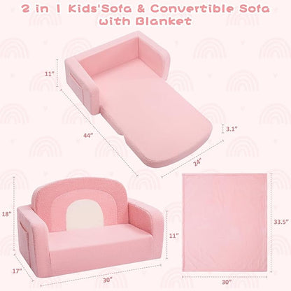 Foryoomi Extra Wide Kids Couch, 2-in-1 Soft Toddler Couch - Image 2