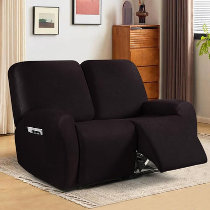 ANARACHON Leather Look Loveseat Recliner Cover, 6-Pieces Stretch Dual Recliner - Image 2