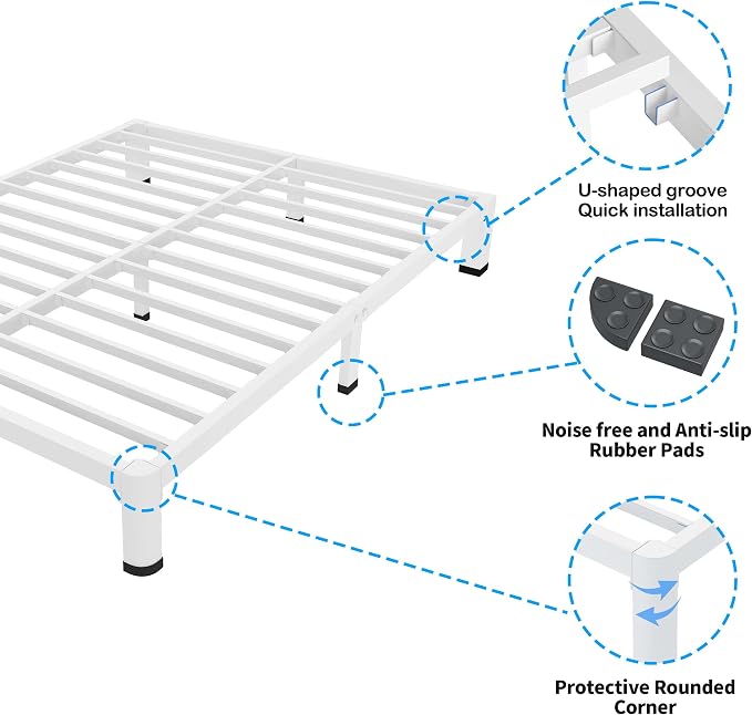 ROIL 7 Inch White Full Bed Frame - Image 5