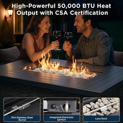 Patio Furniture Set with 42.5" Fire Pit Table-6 Pieces All Weather Wicker - Image 2
