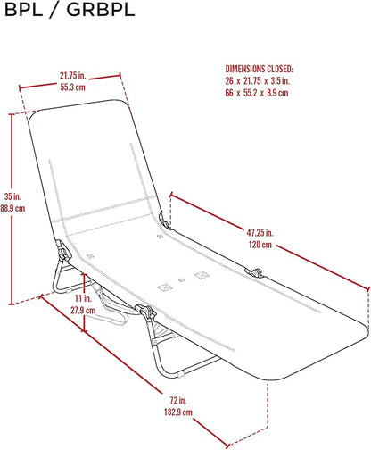 Rio Beach Portable Lay Flat Folding Backpack Beach Lounge Chair - Image 2