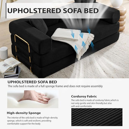 4-in-1 Folding Convertible Sofa Bed, 78 Inch Boneless Couch - Image 5