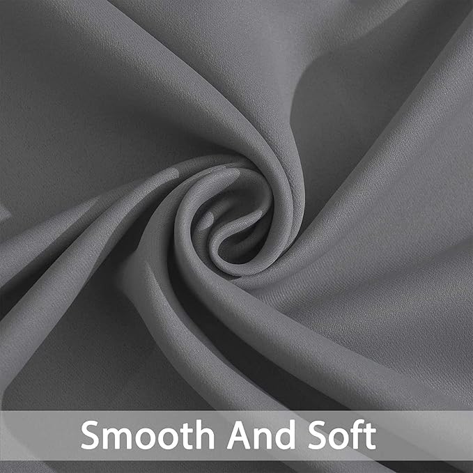 Yakamok Grey Room Darkening Curtains 62x72 inch Gray Grommet-Living Room | 2 - Image 4
