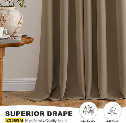 MIULEE Blackout Curtains for Bedroom 2 Panels 40 x 72 Inch Long Khaki | Thermal - Image 5
