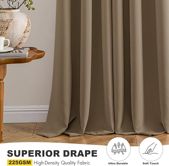 MIULEE Blackout Curtains for Bedroom 2 Panels 40 x 84 Inch Long Khaki | Thermal - Image 5