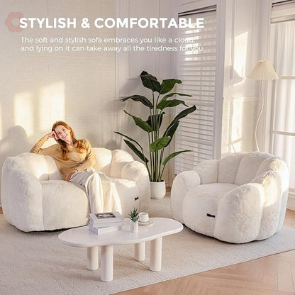 MAXYOYO Bean Bag Chair for Adults, Floral Shaped Bean Bag Sofa, Ultra Soft Faux - Image 5