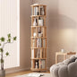 Muwuele Solid Wood Rotating Bookshelf on Wheels, 6 Tier, Round Revolving by Muwuele