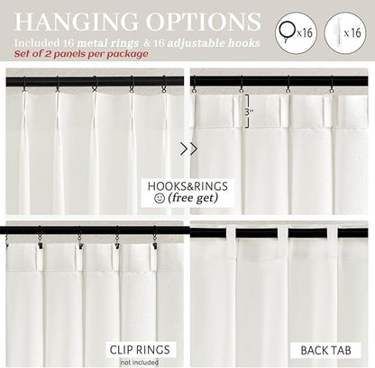 PleatedDrapes Light Filtering Pure White Curtains 84 Inches Long - Image 4