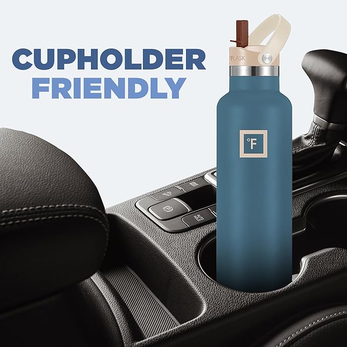 IRON °FLASK Camping & Hiking Hydration Canteens - Narrow Straw Lid & Boot - Leak Proof Vacuum Insulated Stainless Steel - Hot & Cold Double Walled Sports Water Bottle - Cream & Berries, 24 Oz