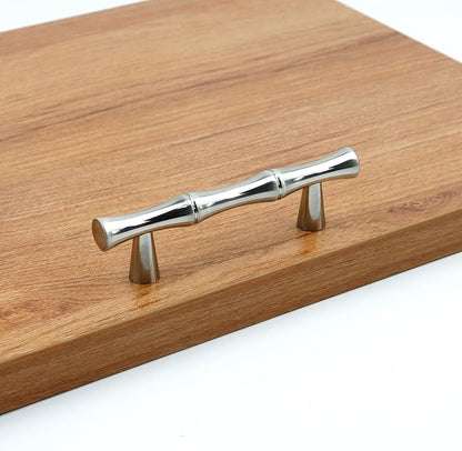 2PCS Bamboo Cabinet Handles, Zinc Alloy Silver Drawer Pull, 2.5 Inch Hole - Image 6