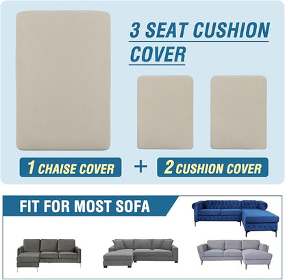 H.VERSAILTEX Sectional Couch Covers 3 Pieces Sofa Seat Cushion Covers L Shape - Image 8