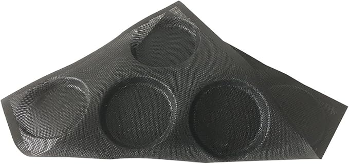 Bluedrop Silicone Hamburger Bread Forms Perforated Bakery Molds Non Stick Baking Sheets Fit Half Pan Size