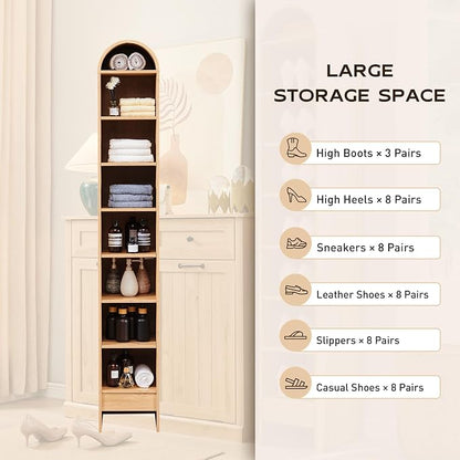 IFGET 67" Tall Arched Bookshelf, 8 Tiers Arch Bookcase - Image 4