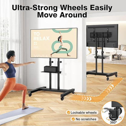 TAVR Furniture Mobile TV Stand Rolling TV Cart Floor Stand - Image 3