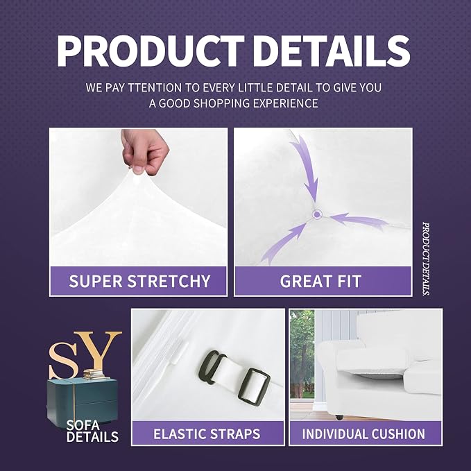 ZNSAYOTX Oversized Velvet 3 Piece Couch Cover - Image 4