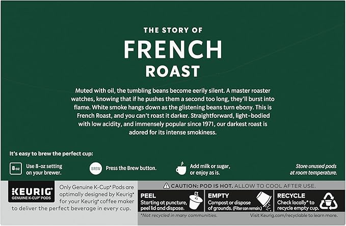 Starbucks K-Cup Coffee Pods, Dark Roast Coffee, French Roast for Keurig Brewers, 100% Arabica, 6 boxes (60 pods total)