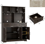 HOSTACK Buffet Cabinet with Hutch, Modern Farmhouse Kitchen Buffet Sideboard Storage Cabinet with 3 Drawers, Barn Door Coffee Bar Station for Dining Room, Living Room, Dark Brown