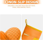 Mini Oven Mitts, Kitchen Oven Gloves Kitchen Mittens 500 Degrees Heat Resistant Baking Gloves, Non-Slip Silicone Surface with Hanging Loops Hot Gloves for Cooking, Baking, BBQ 1 Pair-Orange